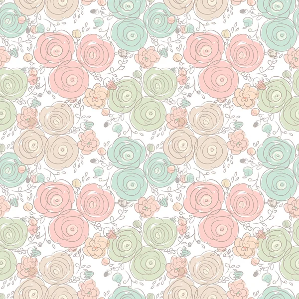 Vector floral seamless pattern with blooming roses — Stock Vector