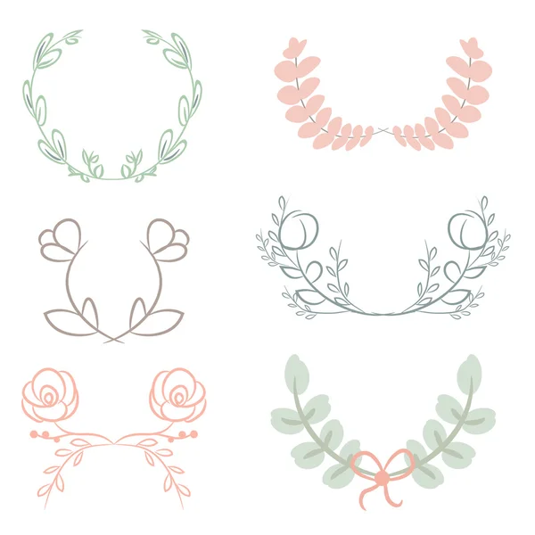 Colección Vectorial de Laureles, Elementos Florales y Banners — Vector de stock