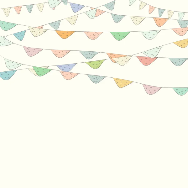 Colorful bunting and garland set isolated. Vector hand drawn — Stock Vector