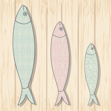 Geleneksel Portekiz simgesi. Geometrik che ile renkli sardalya