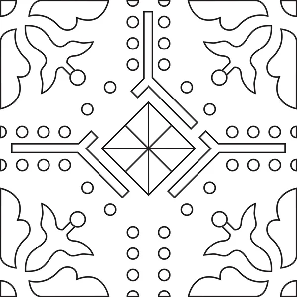 Unique coloring book square page for adults - seamless pattern tile — Stock Vector