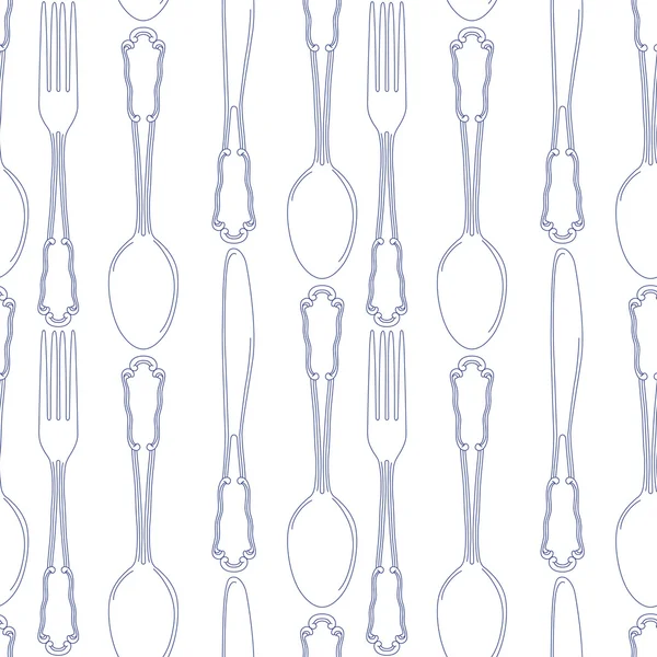 Hand drawn silverware icons seamless pattern background. Vector — Stock Vector