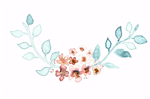 Cadre de couronne indie floral aquarelle. Aquarelle composition florale — Photo