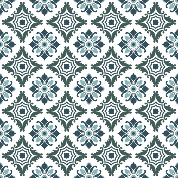 Azulejos portugueses patrón sin costura. Fondo vintage - Baldosas de cerámica victoriana — Vector de stock