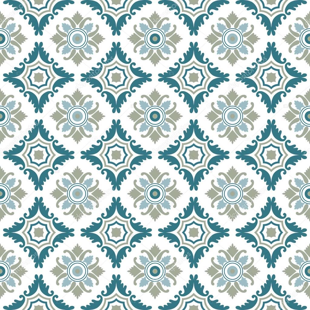 Portuguese tiles, seamless pattern. Vintage background - Victorian ceramic tile