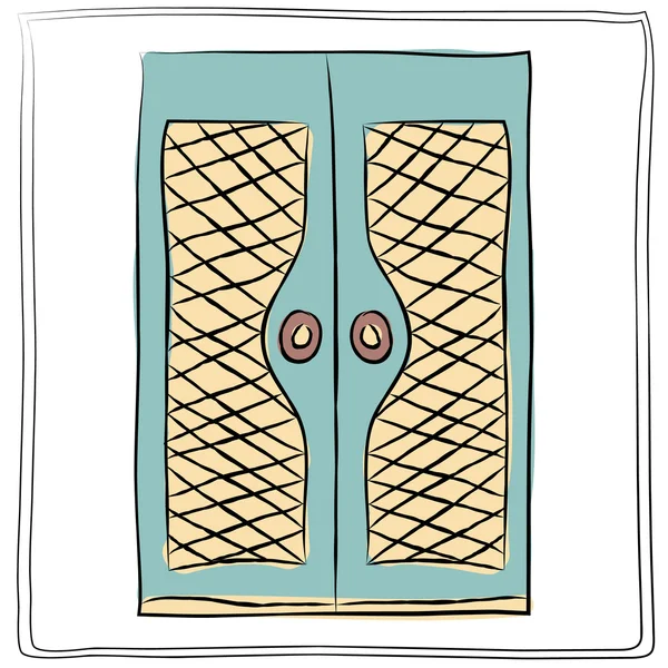 Ícone da porta velha, vetor de ilustração isolado. Feche a porta de madeira com design simples — Vetor de Stock