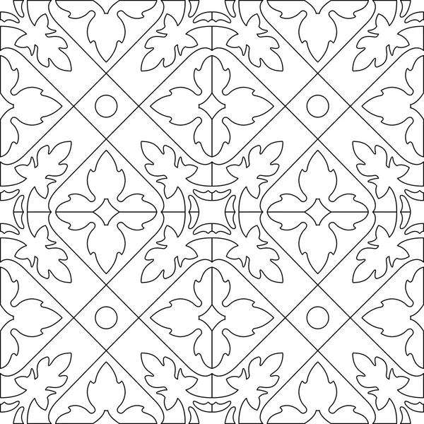 Unique coloring book square page for adults - seamless pattern tile design, joy to older children and adult colorists, who like line art and creation. Black and white vector illustration — Stock Vector
