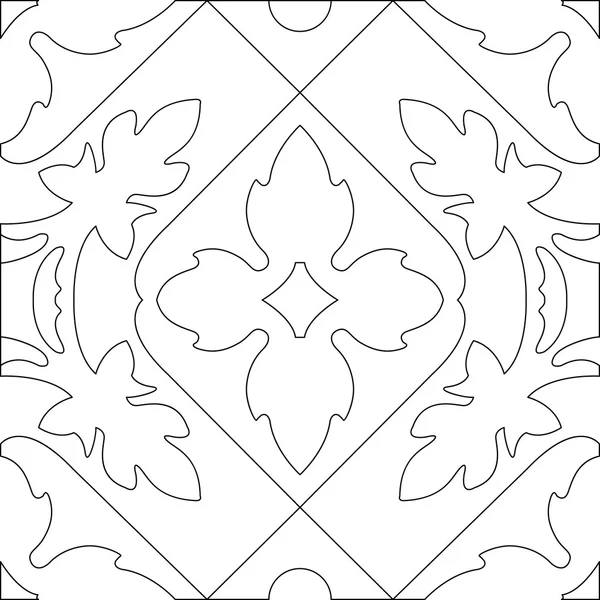 Page carrée de livre de coloriage unique pour les adultes conception de carreaux de motif sans couture, joie pour les enfants plus âgés et les coloristes adultes, qui aiment l'art linéaire et la création. Illustration vectorielle noir et blanc — Image vectorielle