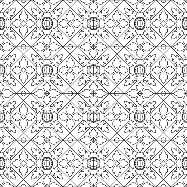 Unique coloring book square page for adults - seamless pattern tile design, joy to older children and adult colorists, who like line art and creation. Black and white vector illustration — Stock Vector