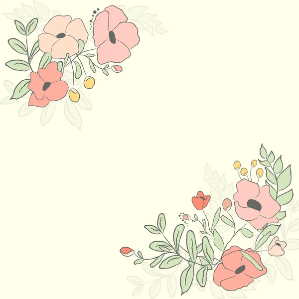 Söta kort med blombukett. Vektor illustration — Stock vektor