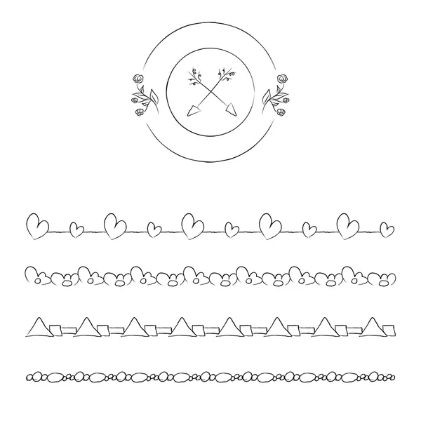 Handgezeichnete Sammlung romantischer Einladungen. Hochzeit, Heirat — Stockvektor