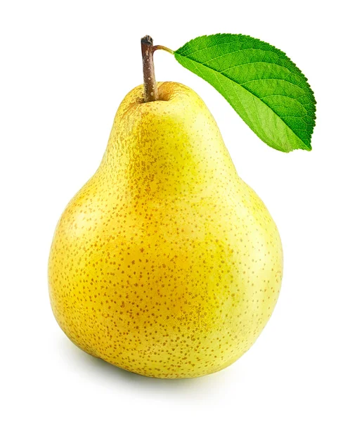 Yellow pear with green leaf — Stock Photo, Image