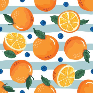Çizgisiz arka planda portakallar. Yaz meyveleri şenlik düzeni. Vektör