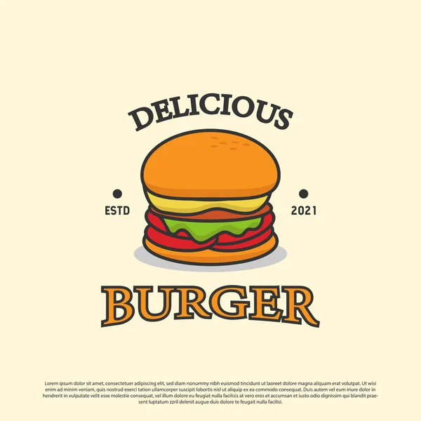 Köstliche Burger Shop Logo Abzeichen Design Vektor Illustrationen Besten Für — Stockvektor