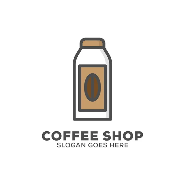 Inspiración Del Logotipo Del Diseño Plano Botella Café Puede Utilizar — Vector de stock