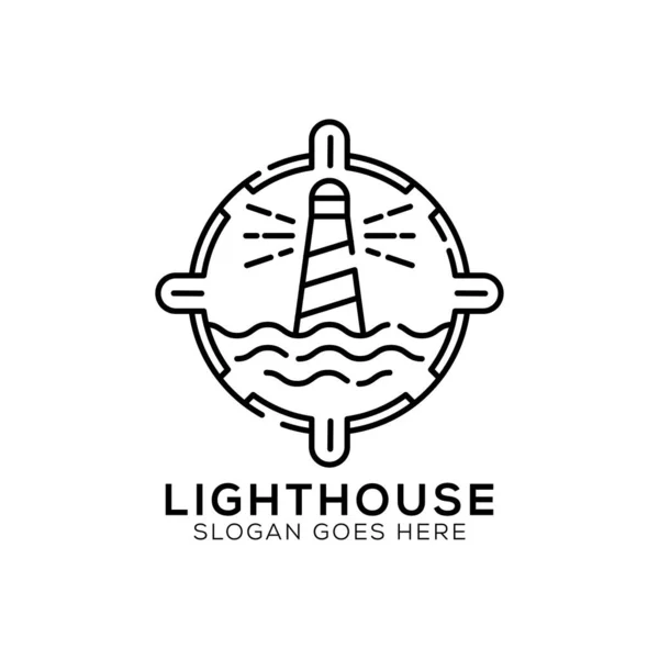 Contour Lumière Design Logo Maison Icône Phare Vectoriel Illustration Ligne — Image vectorielle