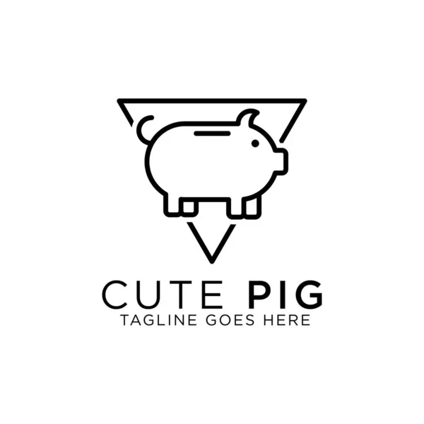 Mignon Vecteur Conception Logo Art Ligne Porc Meilleur Pour Les — Image vectorielle
