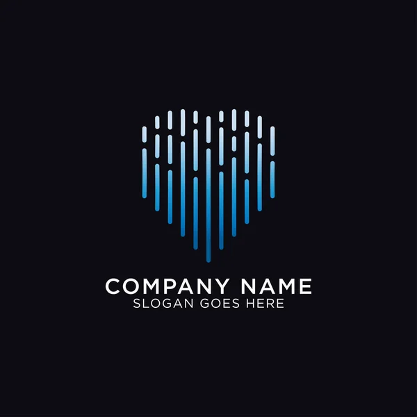 Technologie Internet Love Avec Forme Coeur Style Monogramme Conception Logo — Image vectorielle