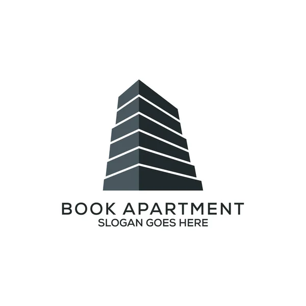 Diseño Del Logotipo Del Apartamento Del Libro Vector Del Edificio — Archivo Imágenes Vectoriales