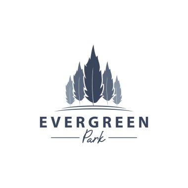 Evergreen Timberland Park logo tasarım vektörü, orman açık hava grafik çizimleri