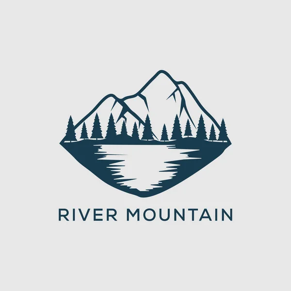 Symbole Conception Logo Montagne Rivière Meilleur Pour Illustration Vectorielle Aventure — Image vectorielle