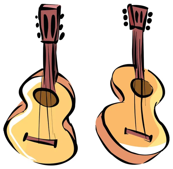 Set guitares acoustiques de bande dessinée isolé sur fond blanc. Illustration vectorielle — Image vectorielle