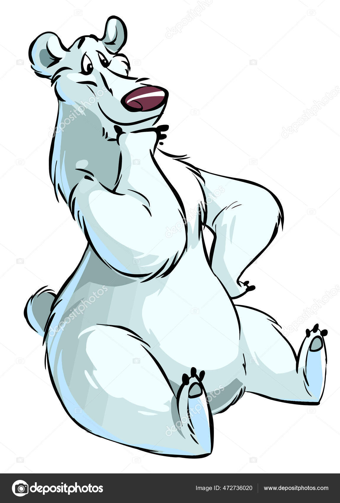 Søt Tegneseriefigur Isbjørn Som Sitter Tenker Vifter Med Hånden stockvektor  © KseniyShved #472736020, image size:1149x1700