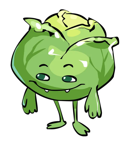 Caricatura Divertido Personaje Col Iceberg Vector Ilustración Lechuga Happy Vegetable — Vector de stock