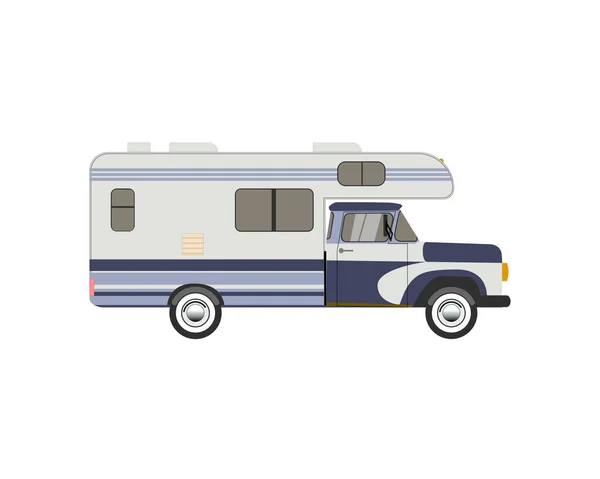 Classic trailer. House on wheels. Retro camper. — Stock Vector