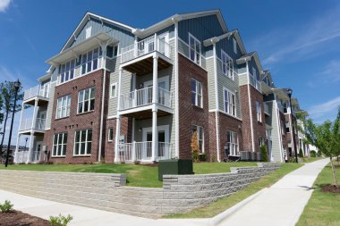 Typical modern apartment building exterior 