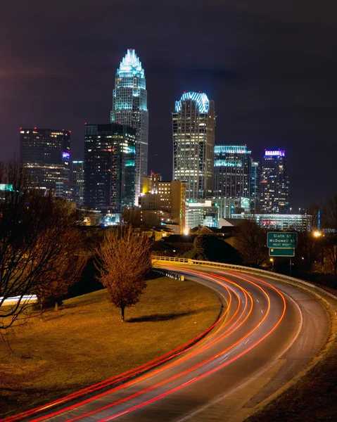 Charlotte, Nc v noci — Stock fotografie