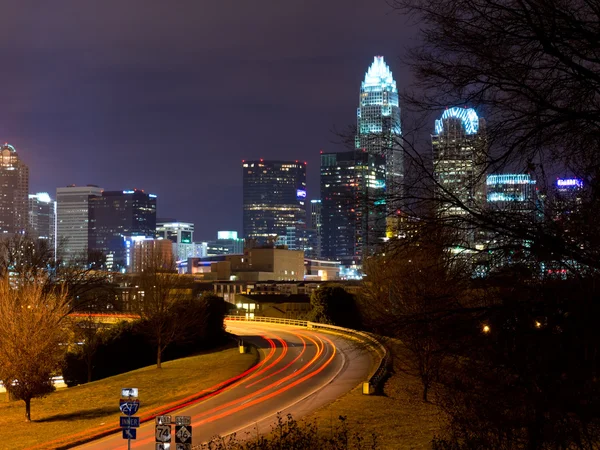 Charlotte, NC at night — Stock Photo, Image