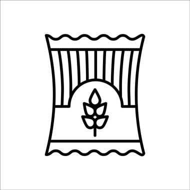 Makarna paketi. Spagetti paketi. Vektör çizgisi simgesi. Erişte paketi. İtalyan yemeği. Beyaz arkaplandaki izole nesne