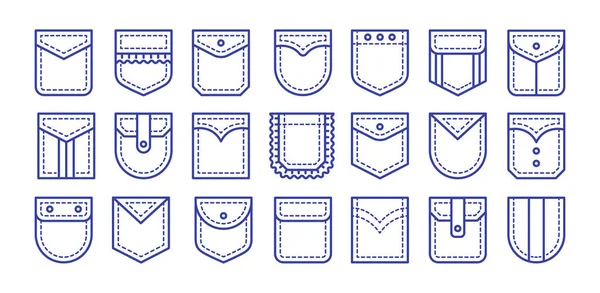 Bolsillos Con Solapa Cierre Botón Diferentes Formas Planas Bolsillos Carga — Vector de stock