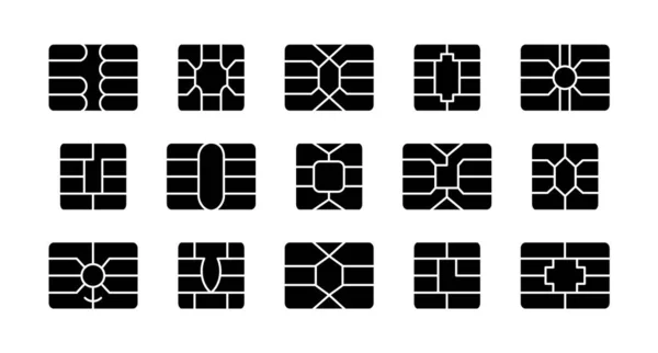 Мікросхема Emv Елементи Кредитної Дебетової Картки Векторний Плоский Набір Піктограм — стоковий вектор