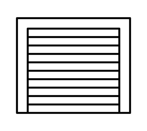 Rolling Garage Door Black White Vector Illustration Line Icon Closed — Vector de stock