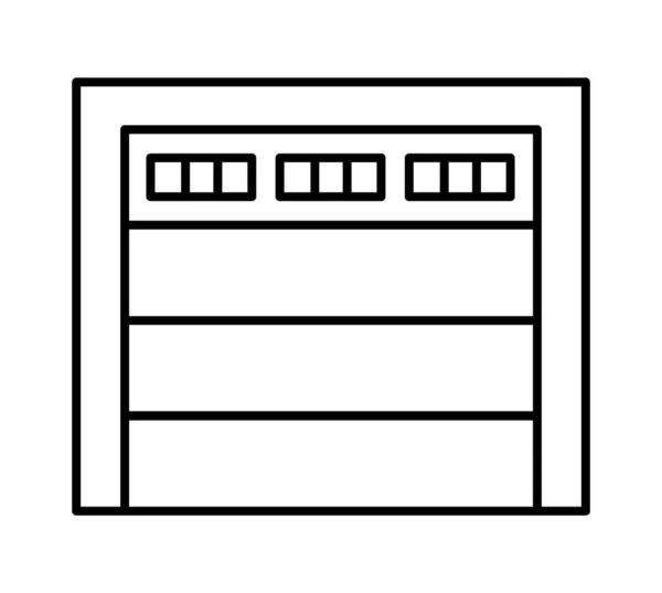 Sektionalgaragentor Schwarz Weiß Vektorillustration Liniensymbol Des Geschlossenen Tores Symbol Für — Stockvektor