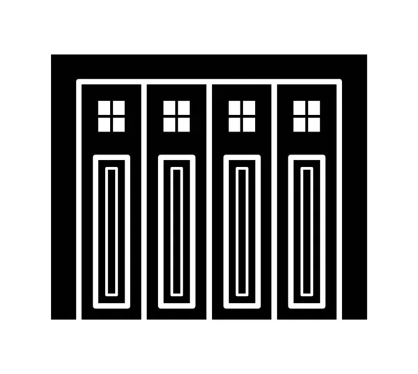 Боковые Раздвижные Секционные Гаражные Двери Черно Белая Векторная Иллюстрация Иконка — стоковый вектор
