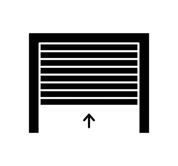 ガレージのドアを転がり 白黒ベクトルイラスト 倉庫ゲートのフラットアイコン 外装デザイン要素のシンボル 隔離された物 — ストックベクタ