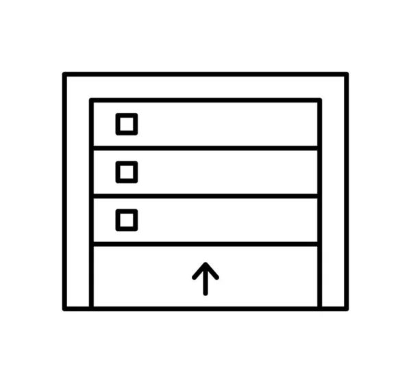 Porta Garagem Seccional Ilustração Vetorial Preto Branco Ícone Linha Portão — Vetor de Stock