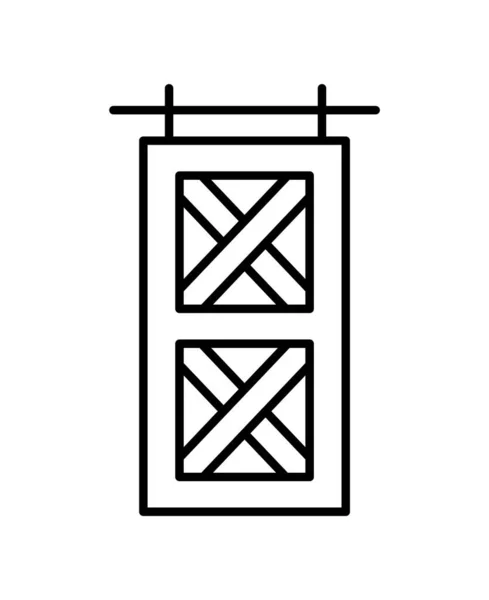 Scheune Holzschiebetür Alten Rustikalen Vintage Stil Liniensymbol Isoliert Auf Weißem — Stockvektor