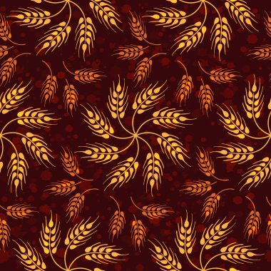 Çiçekler sarı buğday ile Dikişsiz Vintage desen. Kahverengi tarım süsleme hasat hakkında