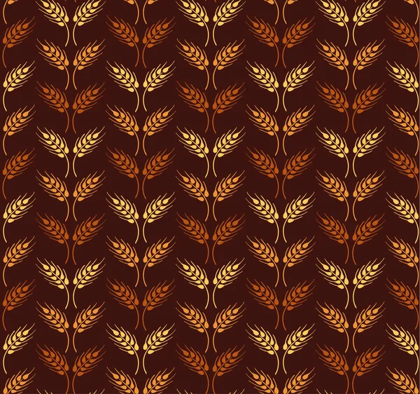 Patrón vintage sin costuras con espigas de trigo. Fondo agrícola marrón sobre la cosecha y el grano . — Archivo Imágenes Vectoriales