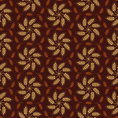 Sarı buğday satırları ile Dikişsiz vintage desen. Kahverengi tarım duvar kağıdı Tekstürlü boya su sıçramalarına