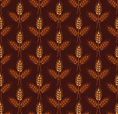 Sarı ve turuncu buğday dalgaları ile Dikişsiz Vintage desen. Kahverengi tarım zemin