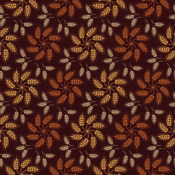 Mozaik buğday çiçekler ve buğday kulakları ile Dikişsiz Vintage desen. Kahverengi tarım süsleme