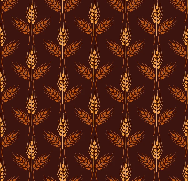 Seamless Vintage Pattern With Waves Of Yellow And Orange Wheat. Brown Agricultural Background — Stock Vector