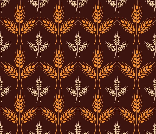 Seamless vintage pattern with wheat ears. Brown agricultural ornament — Stock Vector