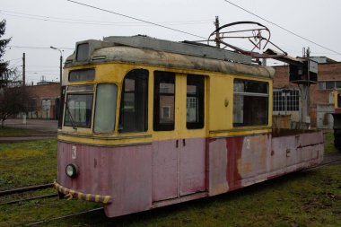 Zhytomyr, Ukrayna - 19 Aralık 2020 Gotha T57 tramvay durağı