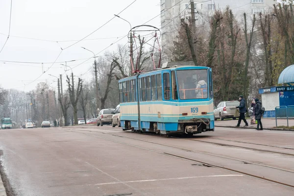 Житомир Україна Грудня 2020 Трамвай Вулиці Житомира — стокове фото